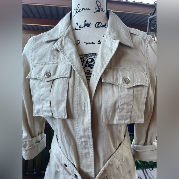 Denim & Supply R Lauren Safari Style Cotton Neutral Short Trench Jacket S/P S P - Picture 2 of 16